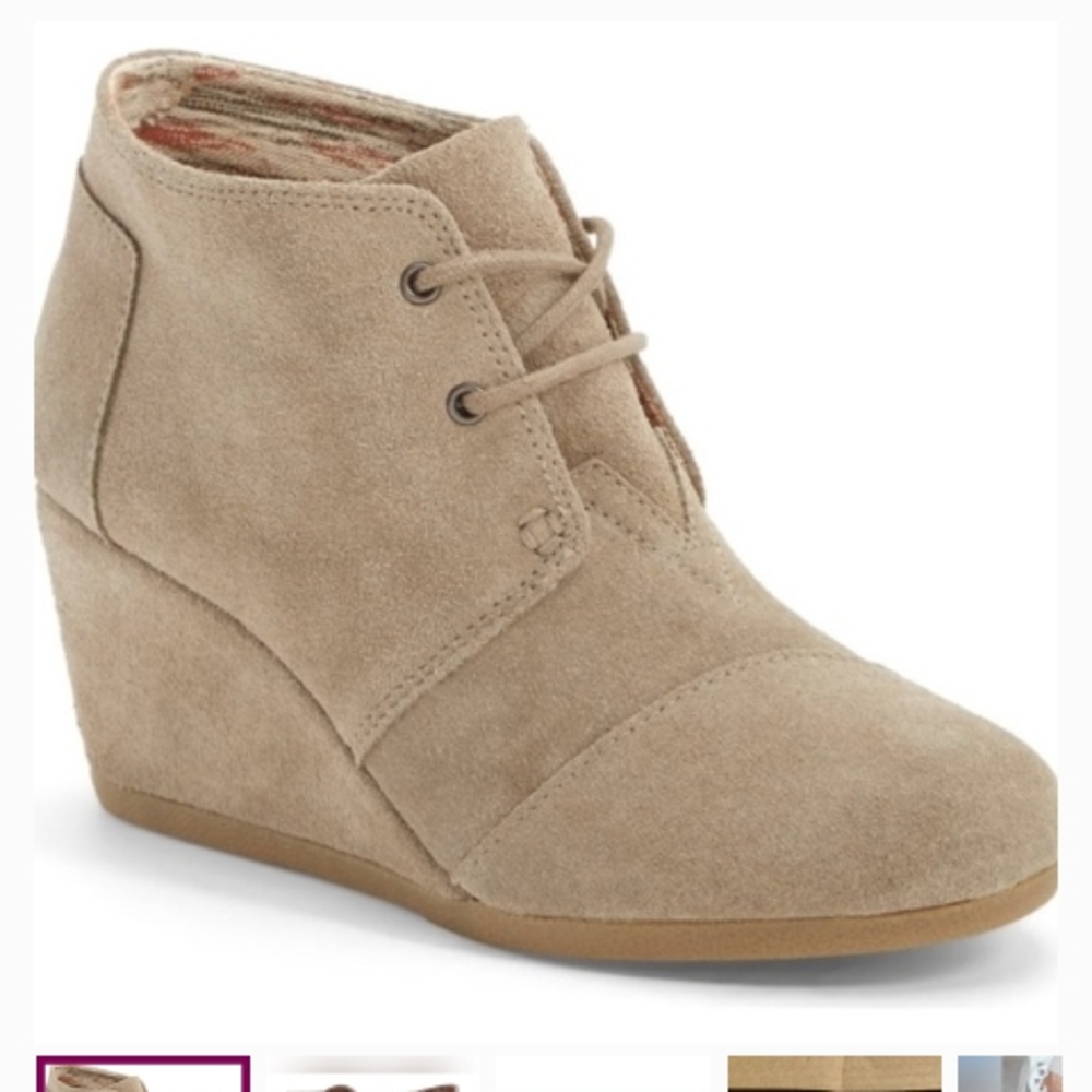 Women's Tan Suede Wedge Ankle Boots